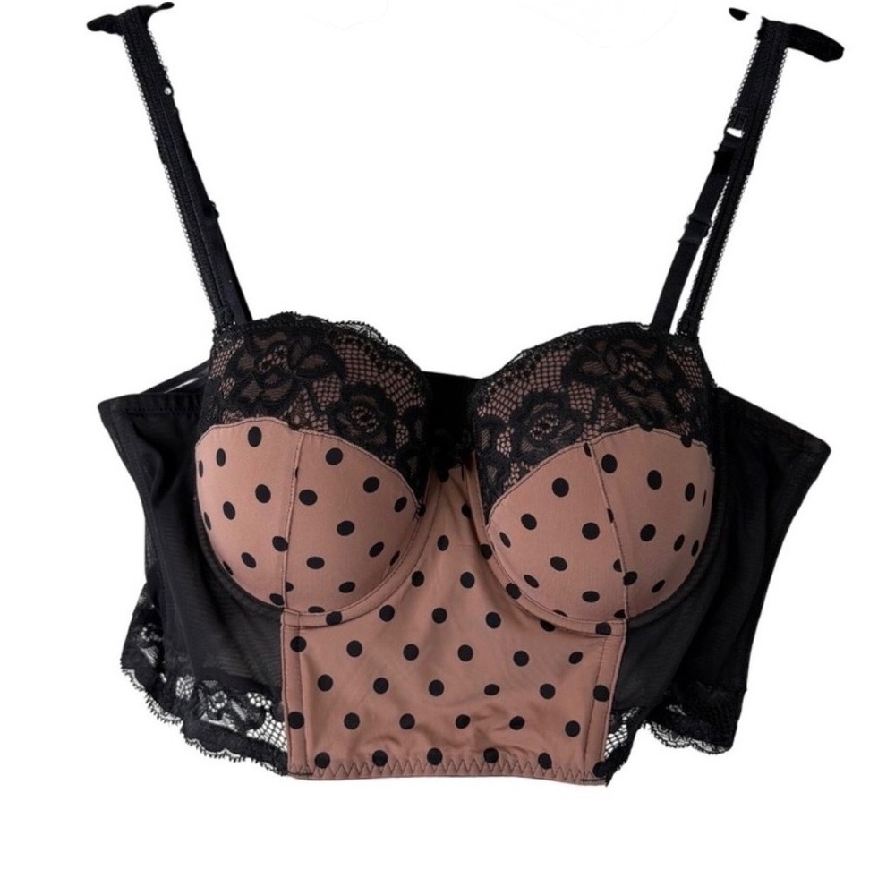 Blush Y2K Polka Dot Lace Bustier Corset Top Black Pink Lingerie Coquette
